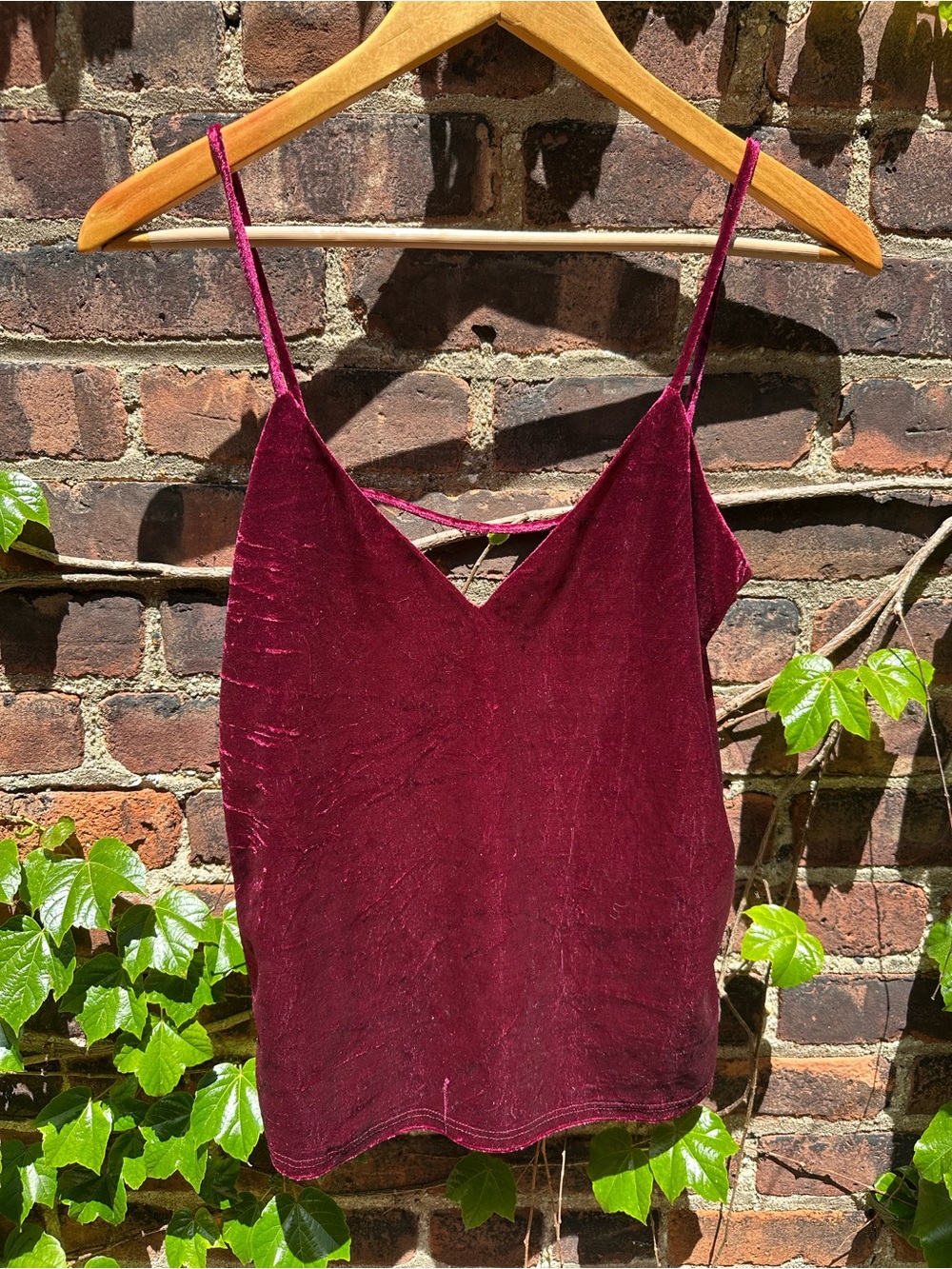 Lulu’s Velvet Burgundy V-Neck Cami Top